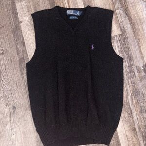 Ralph Lauren Black Wool Sweater Vest